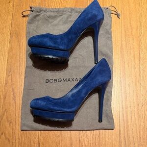 BCBGMaxAzria Royal Blue Suede Platform Heels